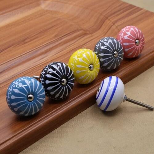 1PCS Hand-painted 40 mm Ceramic Drawer Knobs cabinet Pulls With Base Bedroom Kitchen Door Furniture Handles Hardware Accessories