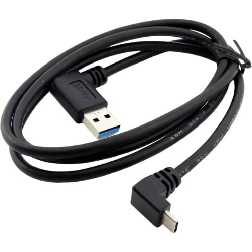 1x USB 3.0 A Male Left Angle to USB 3.1 Type C Male UP angled Fast Data Sync Connector Cable 3FT/1M