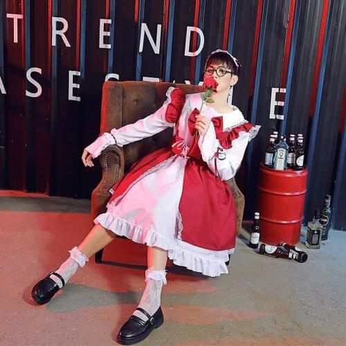 2021 Maid Cosplay Costume Men Women Anime Maid Outfit Adult Long Lolita Dress Black and White Red Apron Dresses Gay Clothes