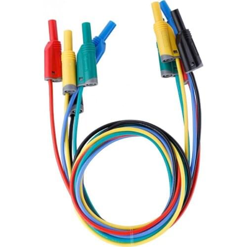5pcs 1000V 10A P1050-1 14AWG Wire Banana Plug Cables 4mm Safety Soft Silicone Wire Stack Test Lead for Multimeter Wholesale