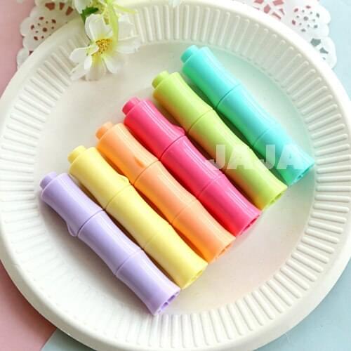 6pcs/lot) Kawaii highlighter pens for reading Fluorescent maker pen Office material School kids stationery supplies (dd-1307)