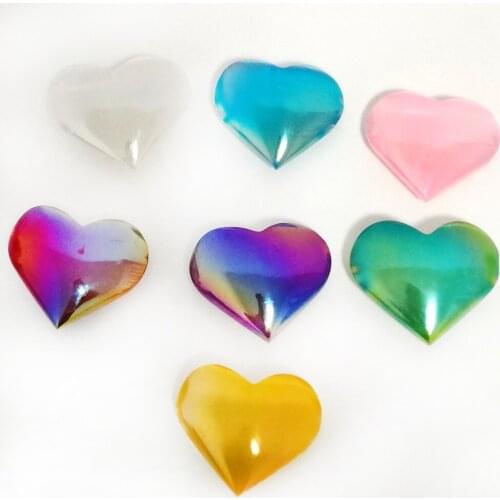 Angel Aura Quartz Titanium Selenite Heart Natural Electroplating Quartz Crystal Heart Healing Crystal Stone Home Decoration Gift