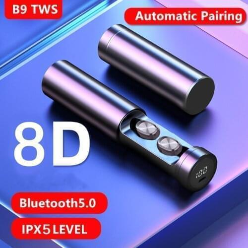 B9 TWS Wireless Earphones Bluetooth V5.0 In-ear 8D HIFI Stereo Sport Gaming Headphones LED Digital Display For Xiaomi Samsung