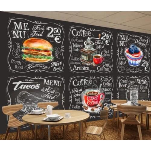 Bacal Hand-painted blackboard cafe bakery tooling 3D wallpaper mural background wall decoration wallpaper murals