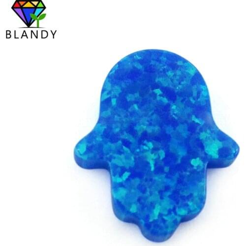 Free Shipping 11x13mm Hamsa Opal Beads High Quality Fatima Hand Synthetic OP05 Blue Opal Stone For DIY Jewelry