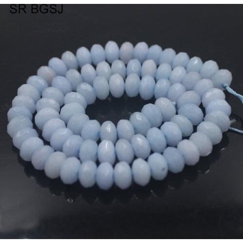 Free Shipping SR 5x8mm Faceted Sky Blue Jade Rondelle Shape Gemstone Natural Stone Spacer Craft DIY Beads 15"