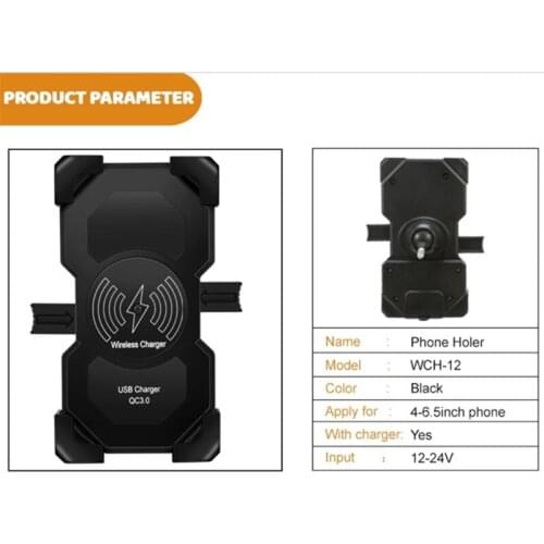Motorcycle QC3.0 USB 15W Wireless Charger Mount Motorbike Handlebar Phone Holder H054