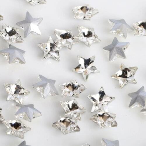200Pcs 6mm 8mm 10mm Rhinestones Point Back Loose Beads Clear Rhinestone Five Star Pointback Stones Crystal For DIY Clothes Dress