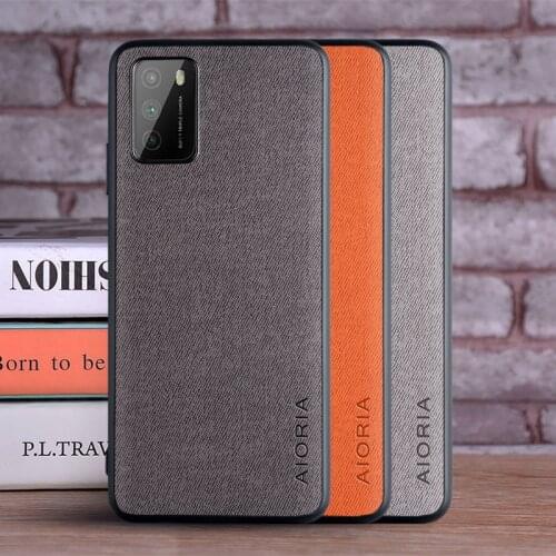 For Xiaomi POCO M3 Case Soft TPU edge+Skin Hard Cloth protective back cover case for Xiaomi Pocophone POCO M3 phone shell