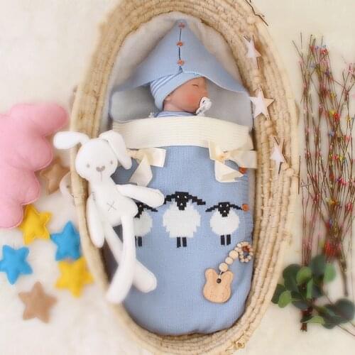 Baby Sleeping Bags Stroller Knit Slaapzak Infant Envelope Sheep Newborn Knitted Sleep Sack Footmuff For Kids Sleepsack Swaddle
