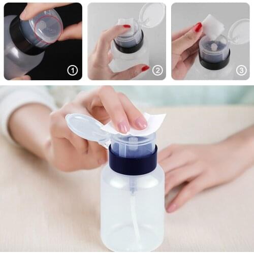 200ml Portable Empty Plastic Nail Polish Makeup Remover Bottle Liquid Clear Press Pumping Storage Nail Art UV Gel Cleaner Tool