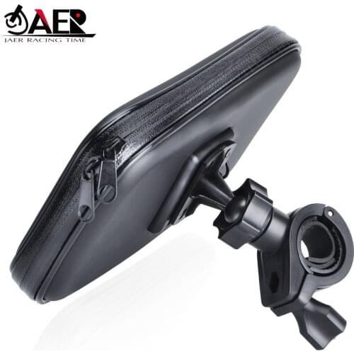 JAER Waterproof touchable lens Motorcycle bicycle Phone Holder Bike View side Mirror Mount Phone Holder Bag Stand GPS Bracket