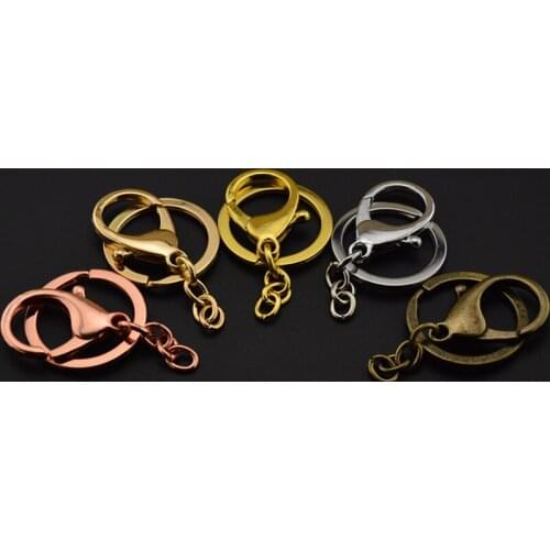 5pcs/lot Size 32mm Key Ring with Lobster Clasps Round Split Keyrings Hook Keychain for Bags DIY Jewelry Making Findings