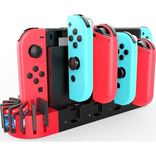 For Nintendo Switch Console Seat Charging Joycon Left And Right Python Four Charging NS Game Card Storage Seat Charging Charger