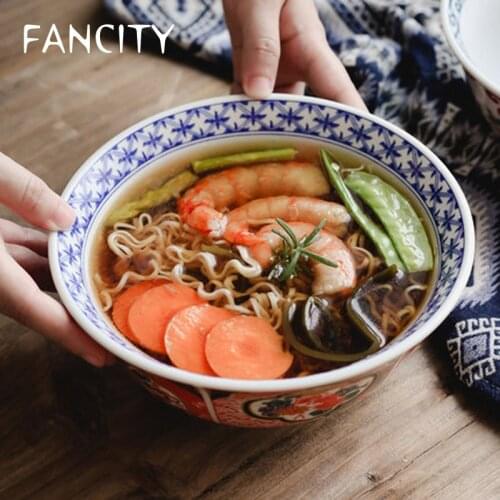 FANCITY Japanese style 7-inch noodle bowl ceramic tableware soup bowl large household large bowl of instant noodles ramen bowl