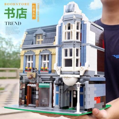 MOC-0925 Streetview Building Toys Compatible With MOC 10185 Europe Bookstore Assembly Model Building Blocks Kids Christmas Gift