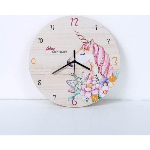 Fashion Horse Flower Wall Clock Living Room Bedroom Hanging Table Silent Quartz Mute Children Room Cartoon Wall Clock Home Decor