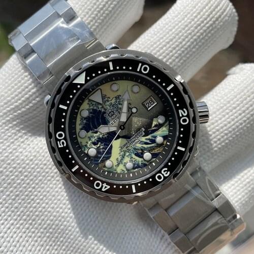 Steeldive SD1975J tuna men sport automatic wrist watch 300m Full Luminous Surfing Dial NH35 Kanagawa Dive Watch Ceramic Bezel