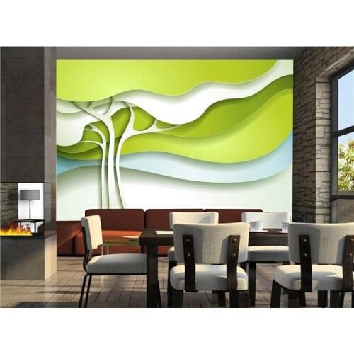 Custom Any Size 3D Photo Wallpaper Modern Design Green Abstract Trees Mural Living Room Bedroom TV Background Wall Paper Rolls