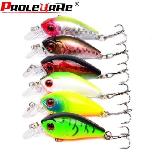 6Pcs Mixed Colors Minnow Fishing Lures Set 4.5cm 3.5g Mini Crank Wobblers With Treble Hooks Tackle Topwater Swim Crankbaits Kit