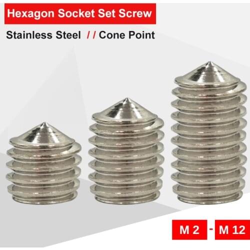 Hex Socket Set Screw M2 M2.5 M3 M4 M5 M6 M8 M10 M12 Stainless Steel Cone Point Hexagon Set Screw Grade12.9 For Hex Socket Wrench