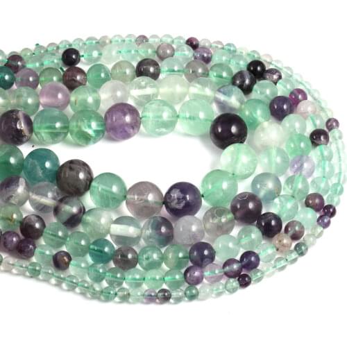 Natural Stone Beading Green Fluorite Round Loose Beads Isolation beads For jewelry making DIY bracelet necklace accessories
