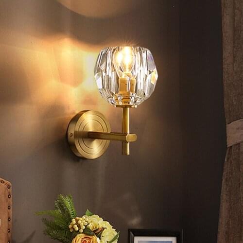 New Luxury Wall Sconce Light For Bedroom Gold Home Lighting Fixtures Modern Gold Crystal LED Bedside Wall Lamps