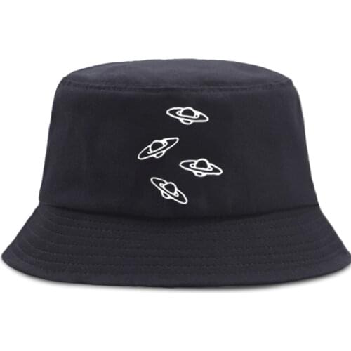 Cartoon Spacecraft Print Fishermans Hat Unisex Outdoor Panama Caps Sun Shade Cotton Fishing Cap Foldable Summer New Bucket Hats
