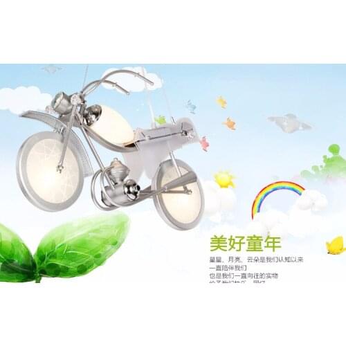 Modern Motorcycle Glass Pendant Light For Kids,children Cartoon Iron Light Fixture Scandinavian lamparas de techo colgante