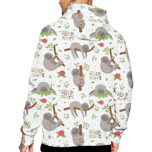 Hoodies Sporty Cartoon Cute Cartoon Sloth Plush Print Warm New Sweatshirt Woman Hood Punk Kpop man Clothing Loose cute Hoodie