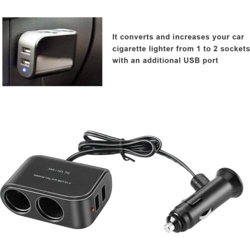 Universal USB 12V/24V 2 Way Car Cigarette Lighter +LED Light Switch Auto Socket Splitter Charger vehicle lighter adapter