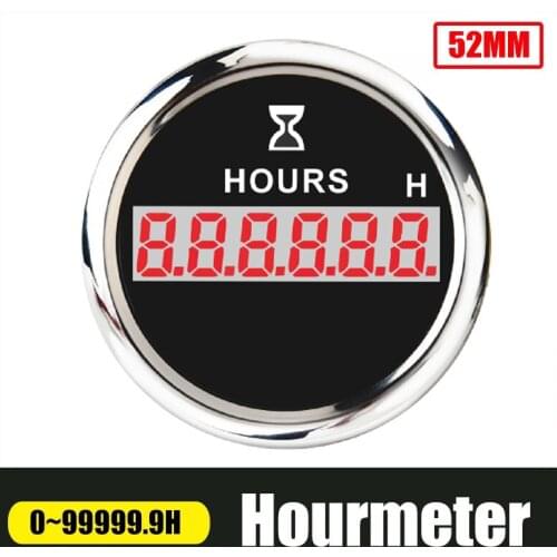 Waterproof 52mm 2'' Hour Meter Fit for Car Boat Engine Yacht Motorcycle Marine Red Backlight Hourmeter Gauge 9-30V