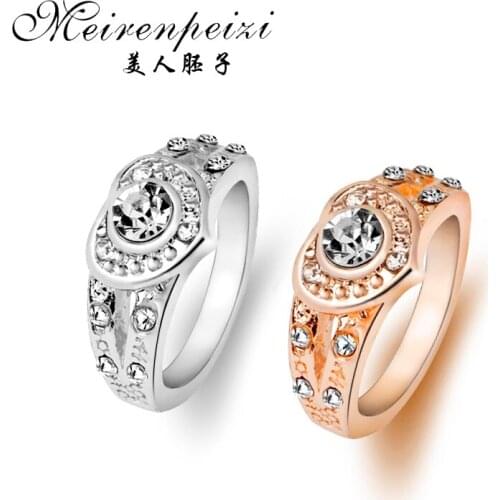 High Quality Fashion Women Men Hollow Crystal Wedding Jewelry Love Rings Luxury Gold Color Couple Lovers Ring bijoux Size 6-9