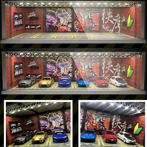 Display Cabinet Bright Scene Carport Led Light JDM Nissan Nismo for Scale 1:64 for Model Car Diorama garage LBWK Lambo
