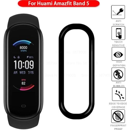 3D Soft Fibre Glass Protective Film Cover Full Curved Scratch-resistant For Huami Amazfit Band 5 Screen Protector Case