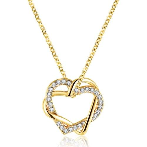 ZEMIOR Romantic Heart Gold Color Pendant Necklaces For Women Clear Cubic Zirconia Necklace Anniversary Hot Sale Fashion Jewelry