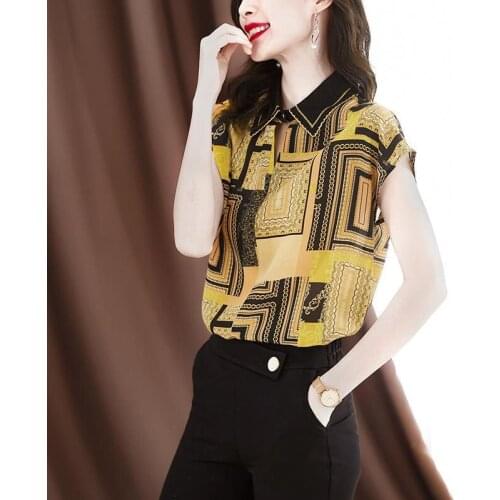Lady Casual Chiffon Blouses Shirts Turn-down Collar Tops Women Spring Summer Style Short Sleeve Chiffon Blusas