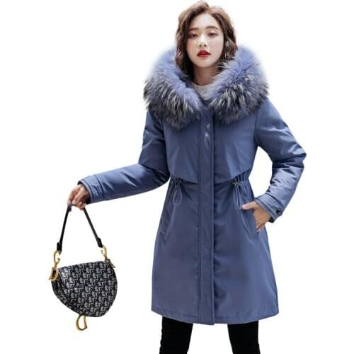 Winter Women Fleece Inside Parkas Plus Size Thick Warm Mid-Long Hooded Parkas Jackets Fur Inside Female Slim Padding Parkas