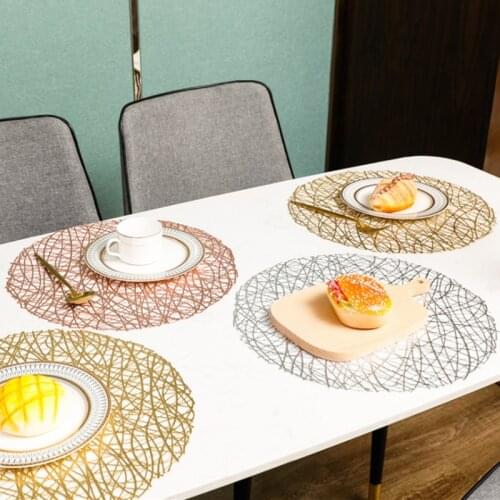 1pc PVC Round Placemat For Dining Table Mats Heat Resistant Non Slip Coffee Tea Coaster Bowl Pot Holder Hotel Kitchen Home Decor