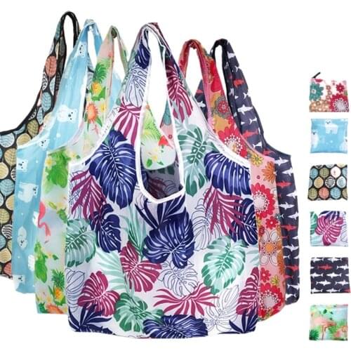 1PC New Polyester Shopping Bag Portable Foldable Eco-Friendly Shopping Bag Reusable Large-Capacity Food Bag 2 Types