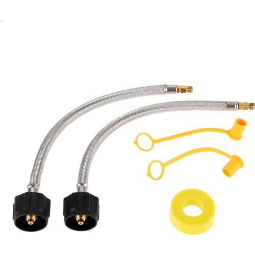 12" Braided RV Regulator Propane Hose Connector +QCC1/Type1 Connector to 1/4'' Inverted Male Flare +Thread Seal Tape +Dust Cover