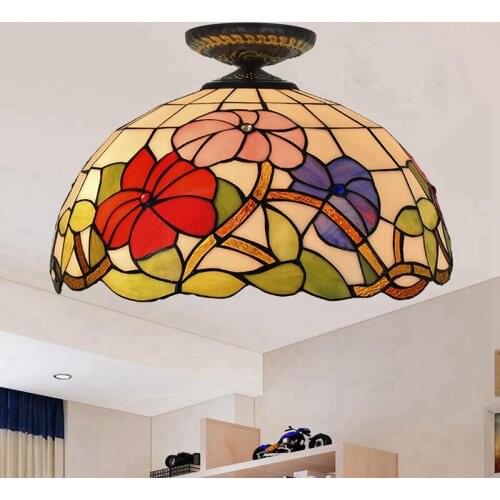 40cm European Countryside Morning Glory Tiffany Multi-Color Glass Restaurant Bedroom Corridor
