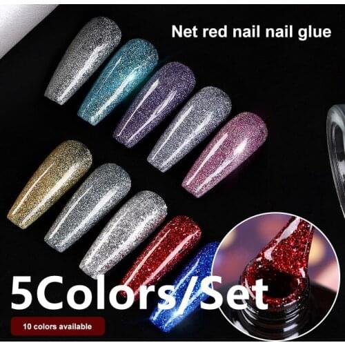 5 Colors/Set Diamond Nail Polish Explosive Crystal Bright Sequins Shining Elegance Monotony Phototherapy Light Therapy Nail Art