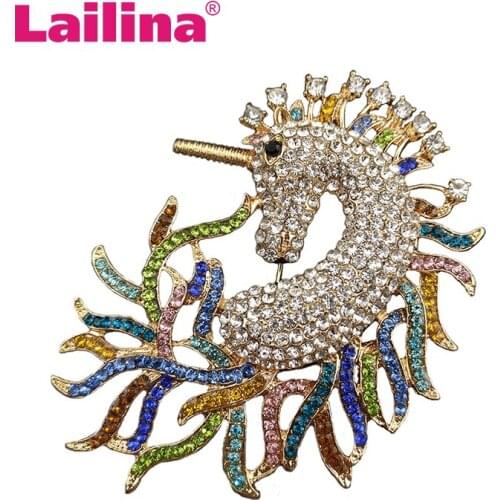 50pcs/lot Lailina Luxury Multicolor Large animal Rhinestone Animal Horse Brooch