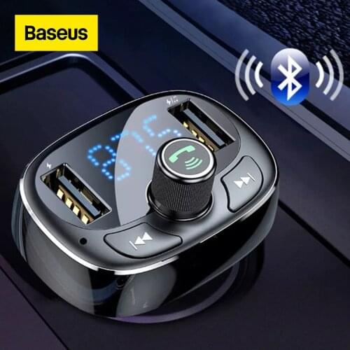Baseus LCD Display FM Transmitter Car Charger Dual USB Phone Charger Handsfree Bluetooth MP3 Player,born to listen music in car