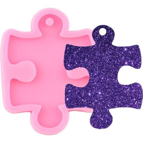 Shiny Puzzle Silicone Molds DIY Epoxy Resin Table Mould Silicone Craft Custom Keychain Mold Jewelry Pendant Polymer Clay Moulds