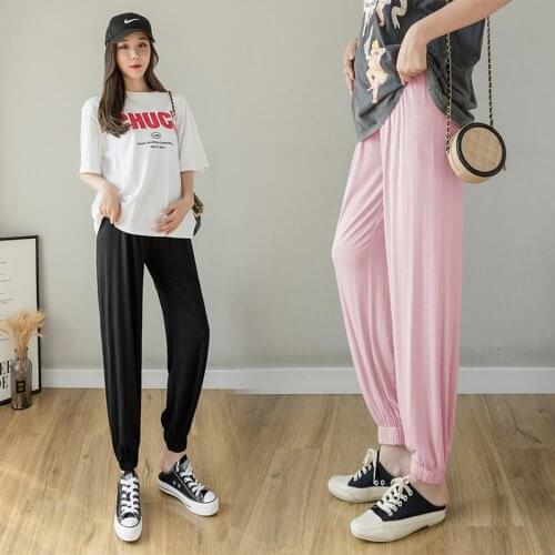 Modal Maternity Ankle Pants Summer Thin Loose Pregnancy Sweatpants Trousers Belly Nursing For Pregnant Women Jogger Clothes