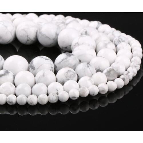 Natural Semi Precious Stone Beads Circular White Turquoises Making Necklaces Bracelets And Earrings For DIY 4/6/8/10/12mm