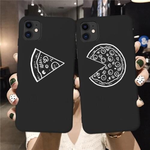 Funny Pizza Best Friends Phone Case For iPhone 12 X XS MAX XR 11 Pro max 7 8 6s Plus SE 2020 Black Couple Soft Back Cover Funda