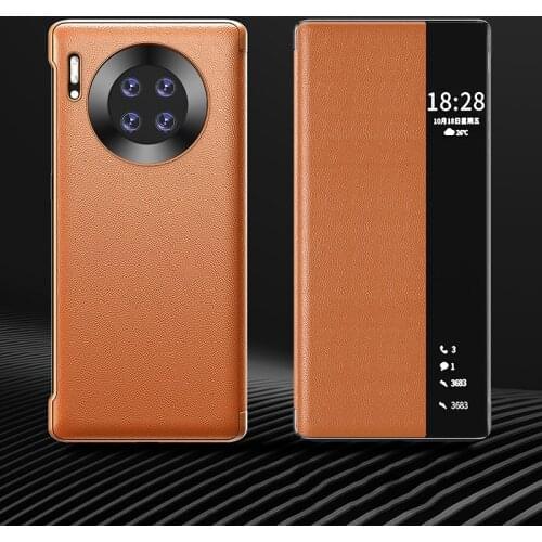 Luxury Leather Smart View Flip Case For Huawei Mate 40 Pro Mate40 Mate40pro 40pro 5G Global Version Magnetic Phone Cover